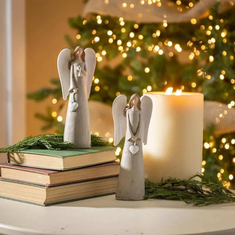 Resin Angel with Heart Table Decor