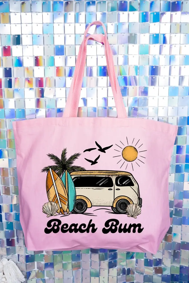 Retro Beach Bum Canvas Jumbo Tote