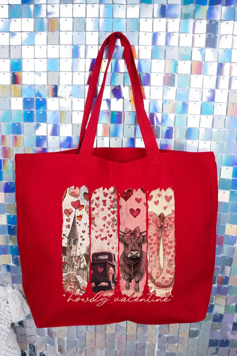 Retro Howdy Valentine Canvas Jumbo Tote
