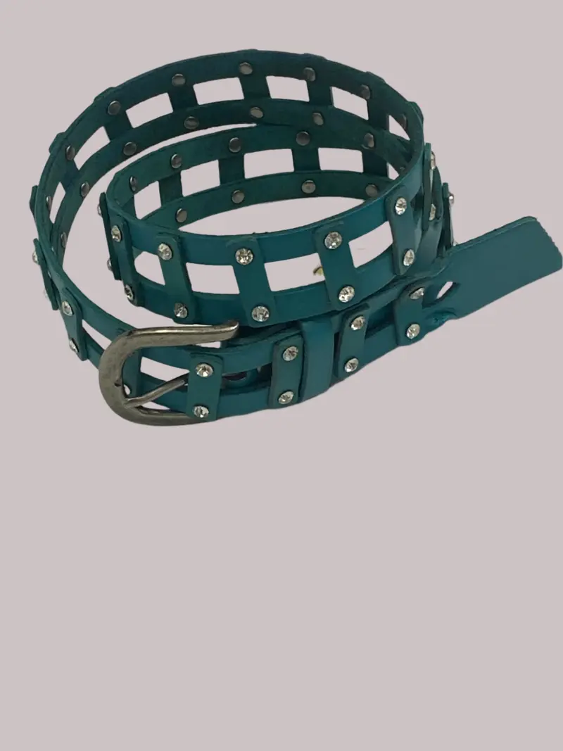 Rhinestone Accent Leather Belt