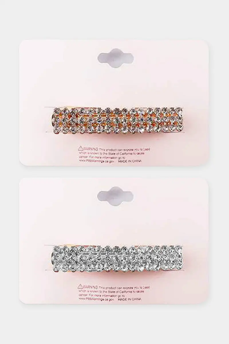 Rhinestone Rectangle Barrette