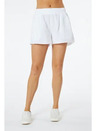 Ribbed Waist Pull On Cotton Shorts