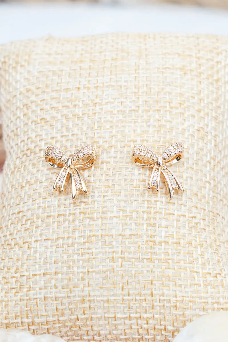 Ribboned Radiance Goldtone Earrings