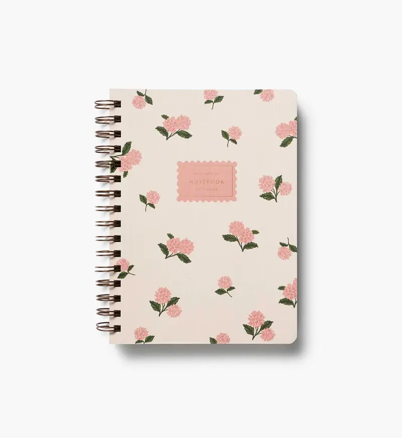 Rifle Paper Pink Hydrangea Spiral Notebook