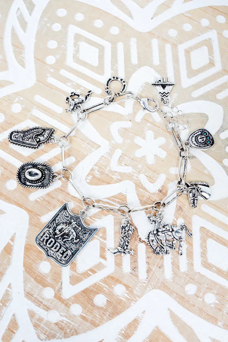 Rodeo Legacy Silvertone Charm Bracelet