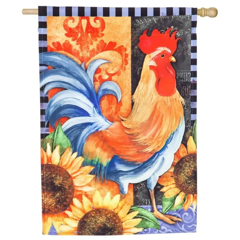 Rooster Walk Welcome Garden Satin Flag
