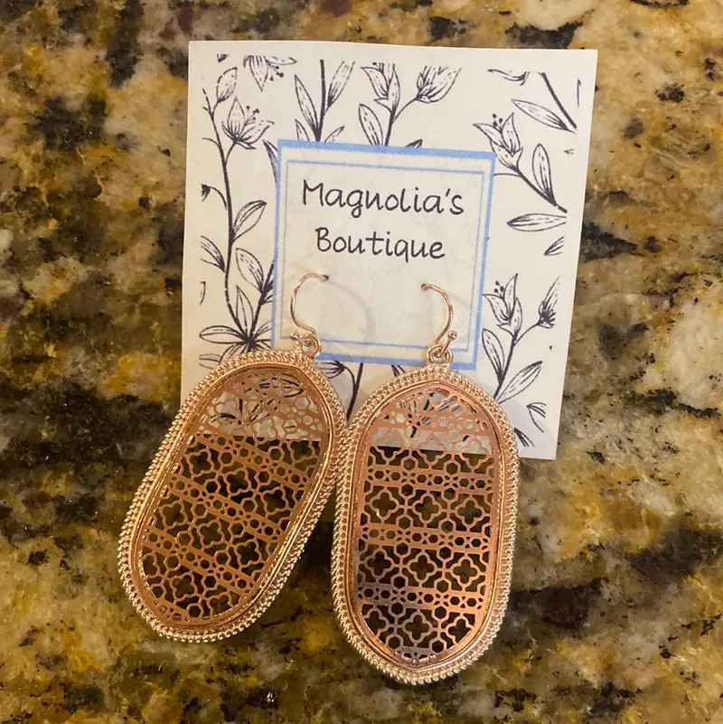 Rose Oval Lattice Earrings