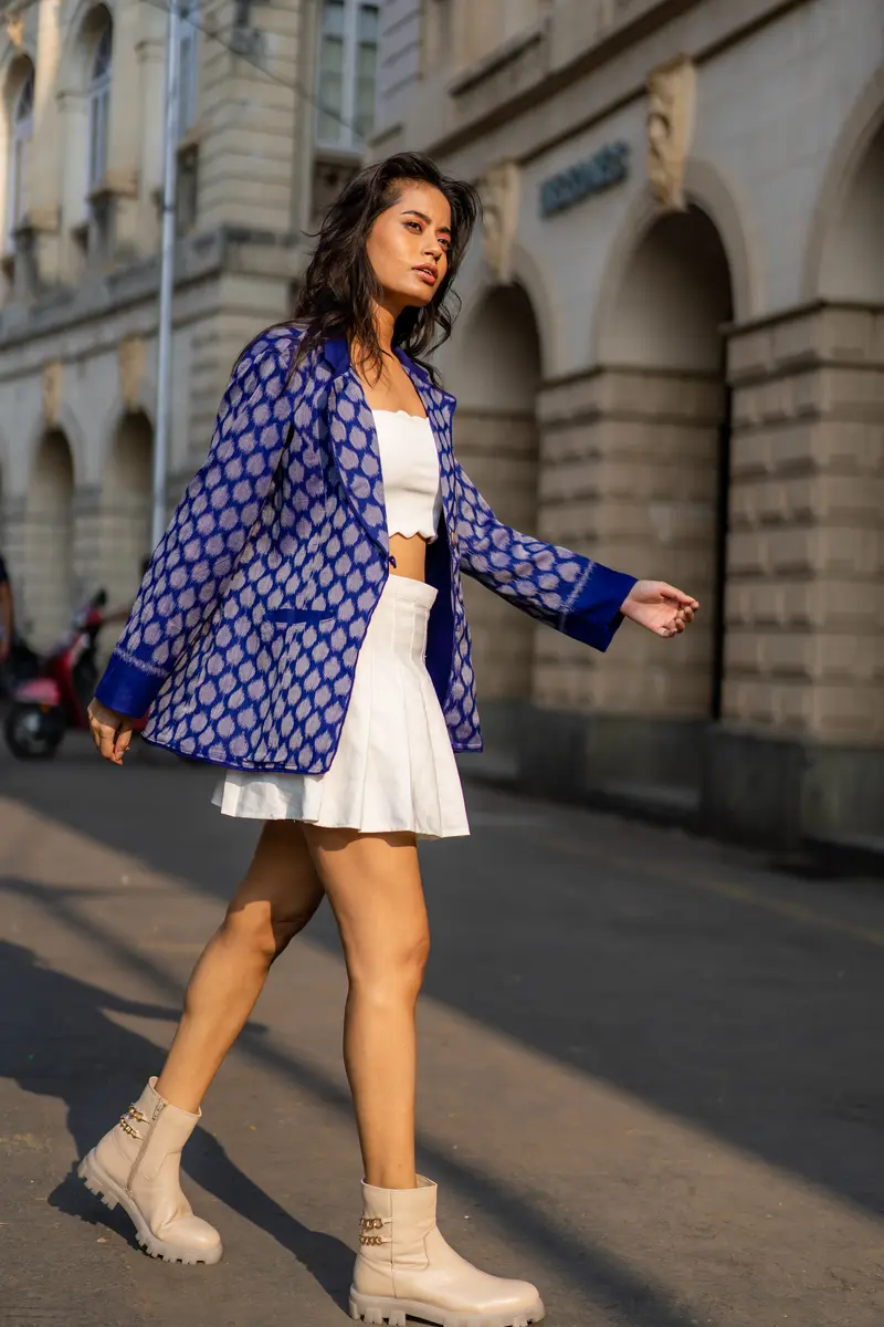 Royal Blue Work Wear Ikat Blazer