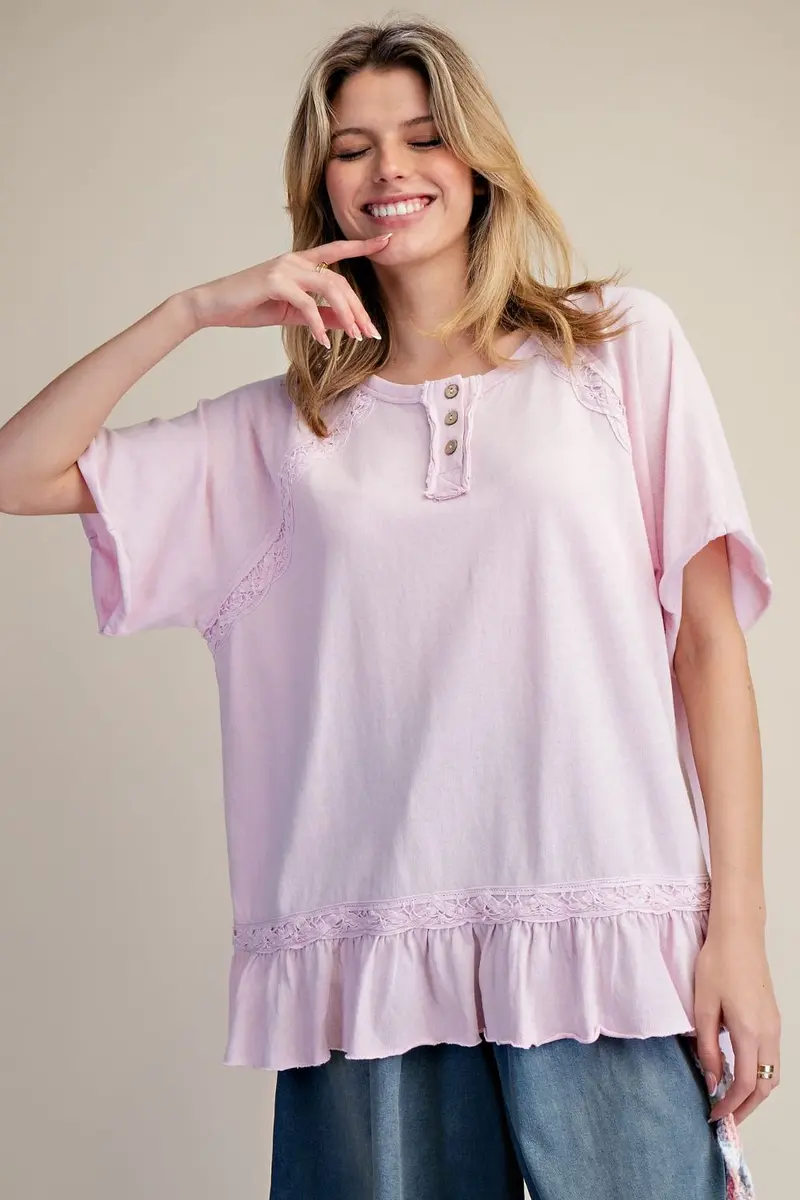 Ruffle Bottom Washed  Cotton Tunic