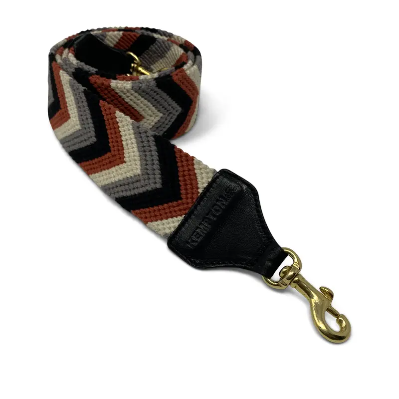 Rust, Black, Grey, and Cream Combo Chevron Strap