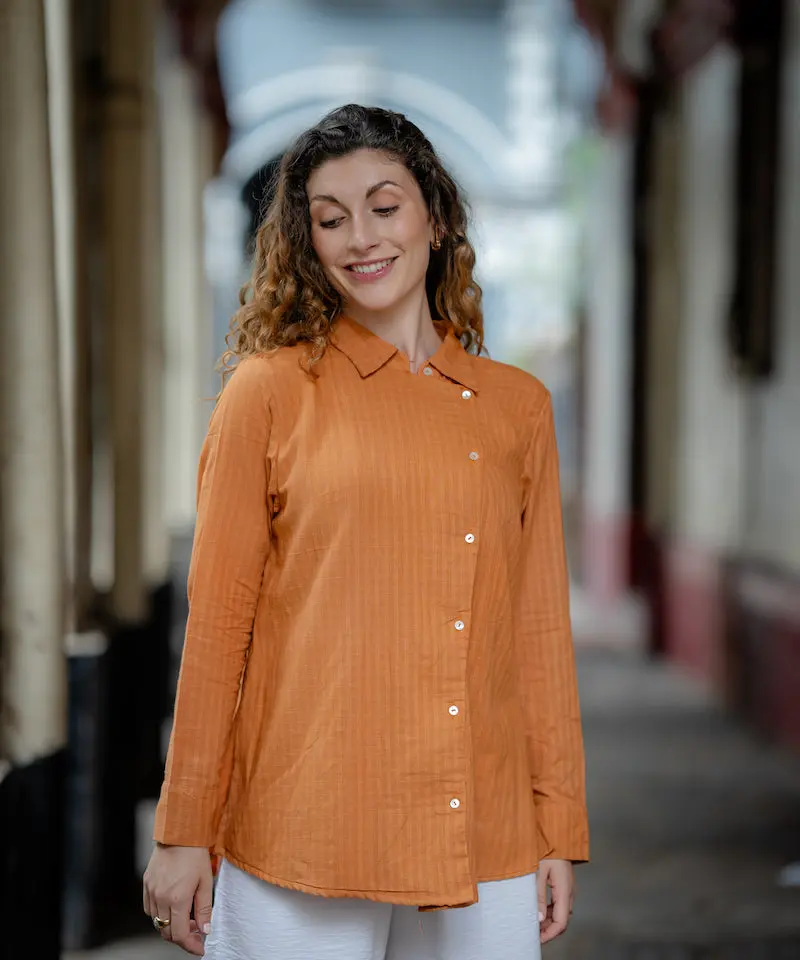 Rust Wrap Handwoven Shirt