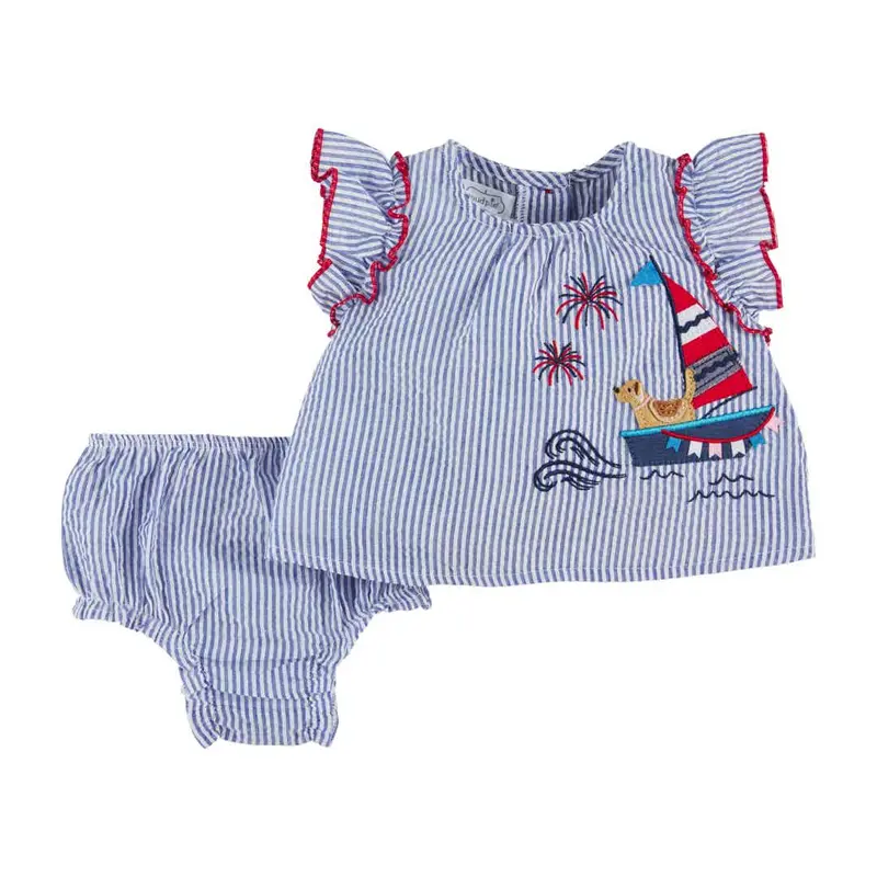 Sailboat Puppy Pinafore Set by Mudpie