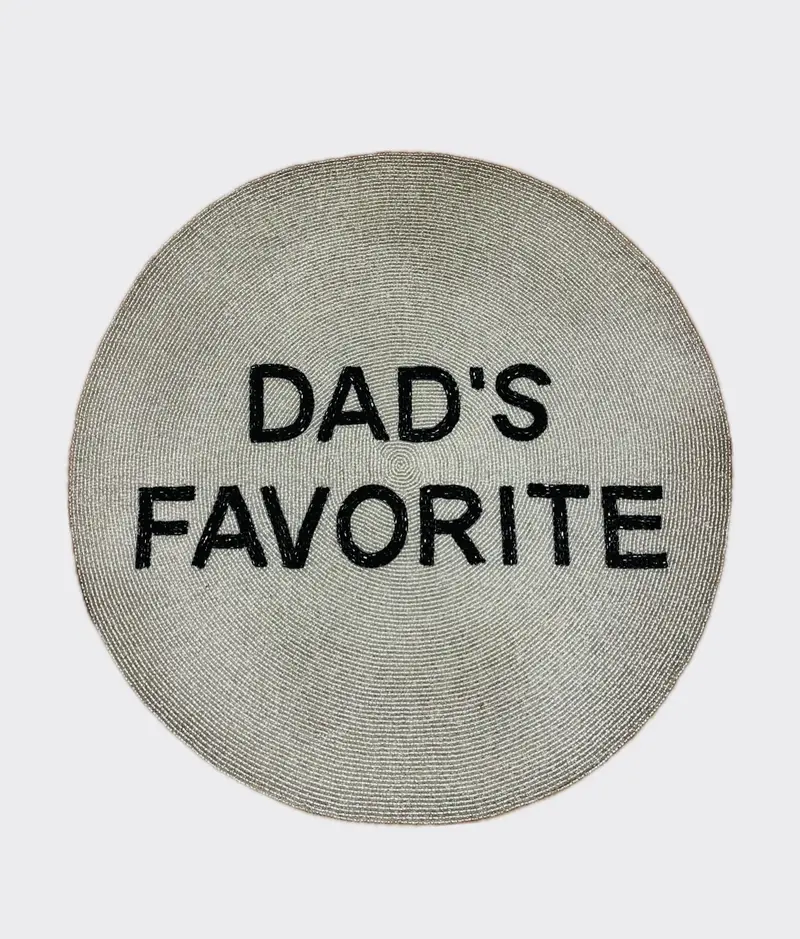 Sample round tablemat DAD'S FAVORITE silver black