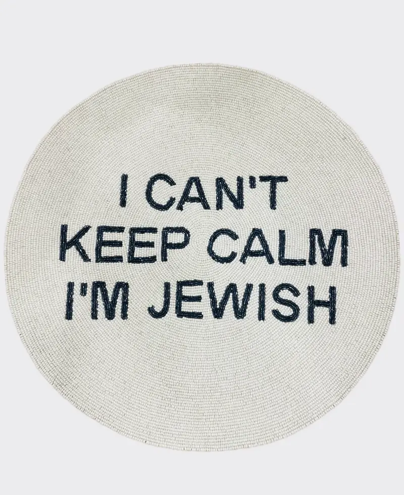 Sample round tablemat I CAN'T KEEP CALM... White/ navy