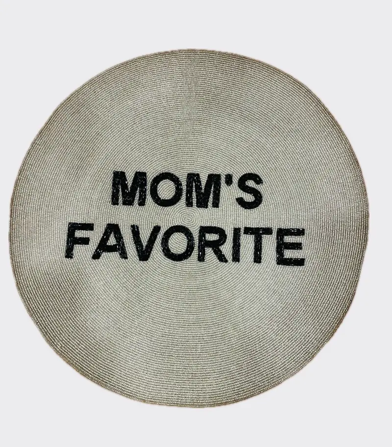 Sample round tablemat MOM'S FAVORITE silver black