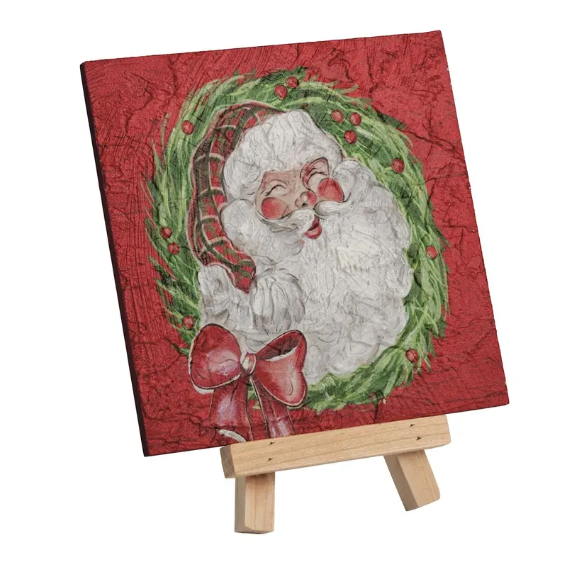 Santa Christmas Art Plaque by Mudpie