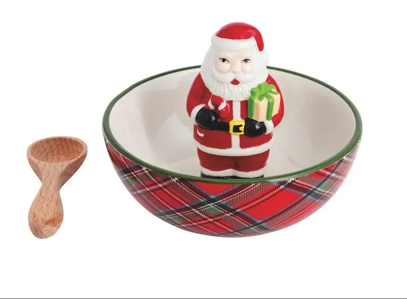 Santa Tartan Candy Dish by Mudpie