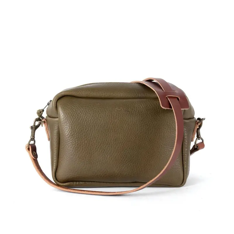 SARAH LEATHER CROSSBODY - MEDIUM - OLIVE | SADDLE STRAPS