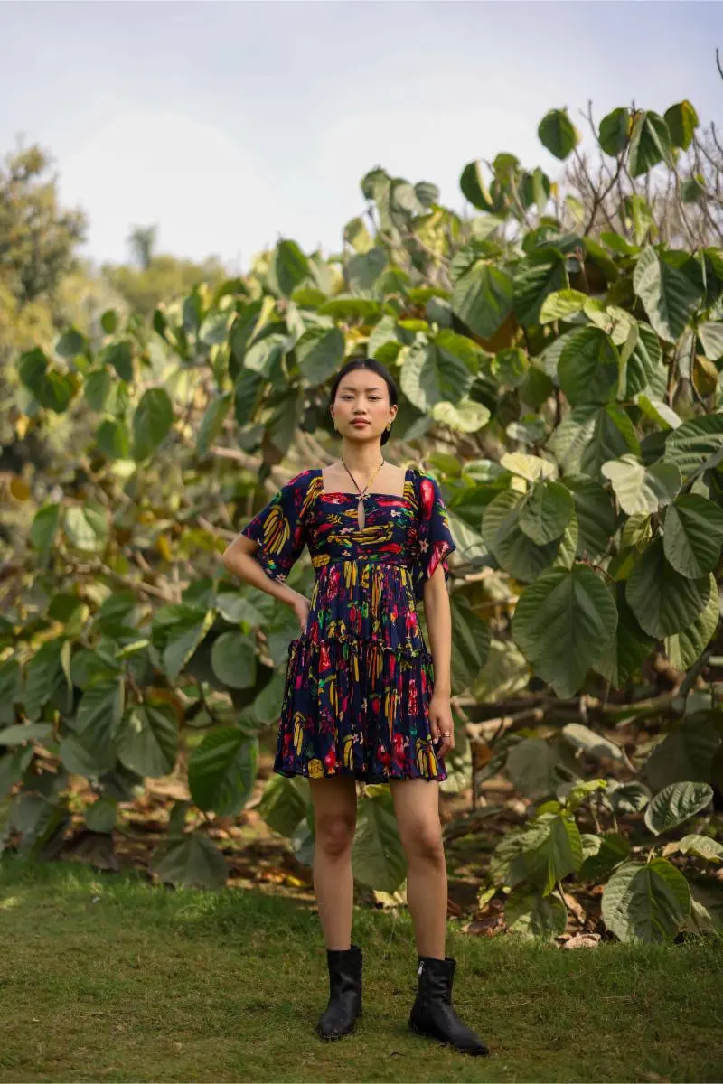 Satin Pine Mini Dress