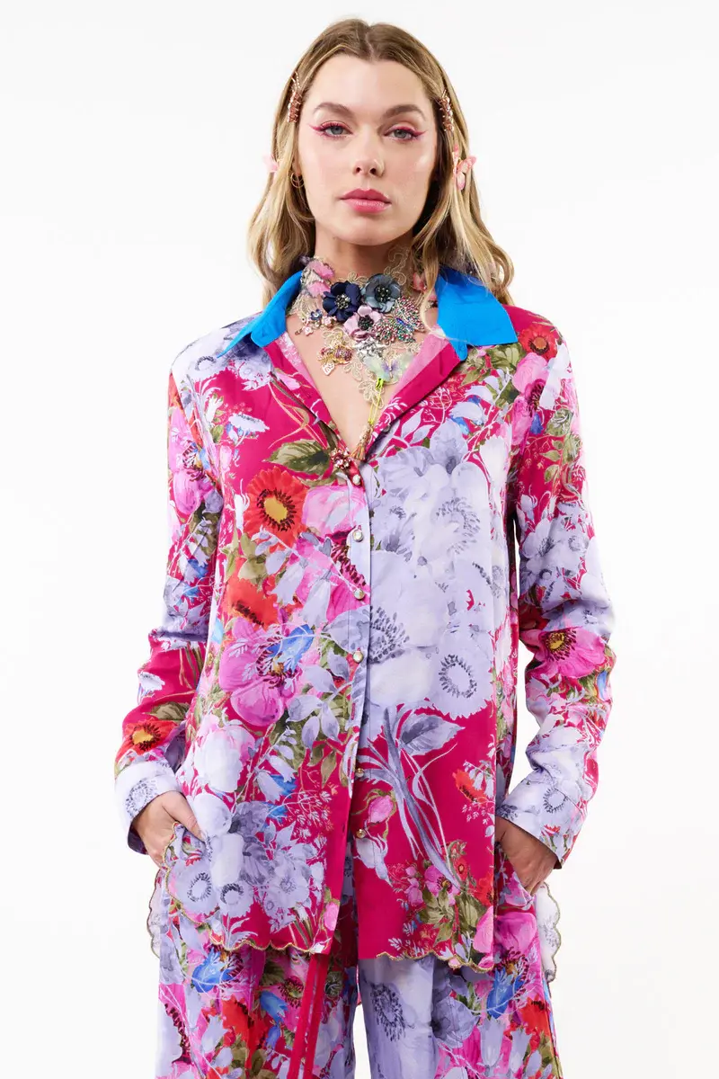 Scalloped Edge Embellished Shirt