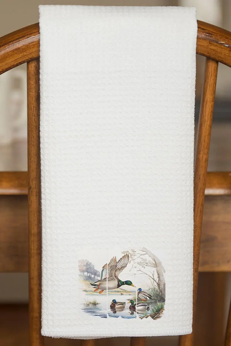 Scenic Mallards Waffle Kitchen Towel