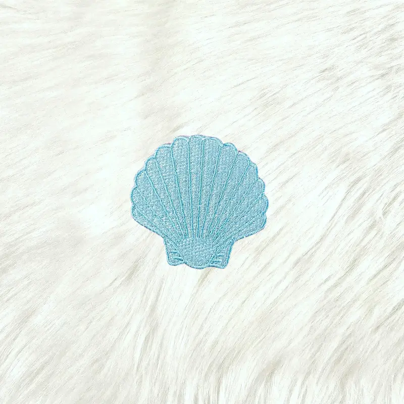 Seashell Blue Beach Embroidery Iron On Patch