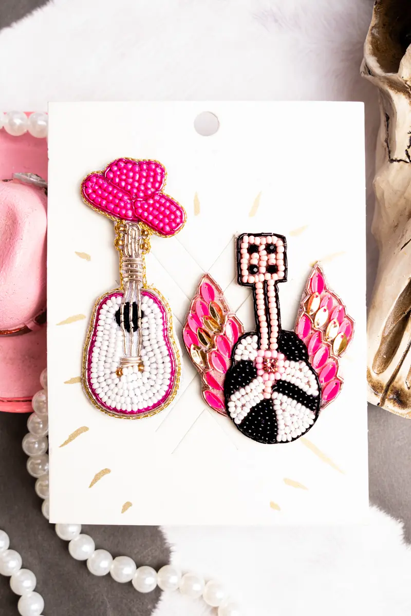 Seed Bead Guitar Hat Pins