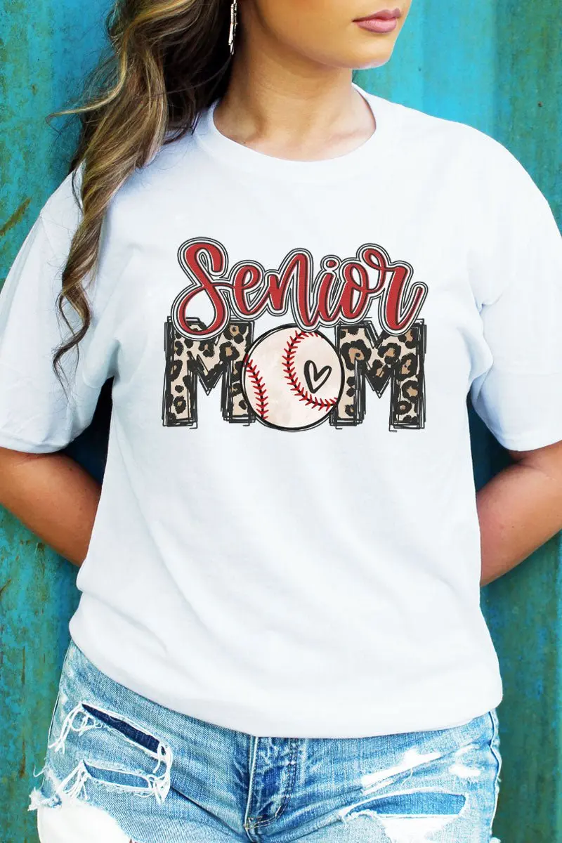 Senior Leopard Baseball Mom Unisex Blend Tee