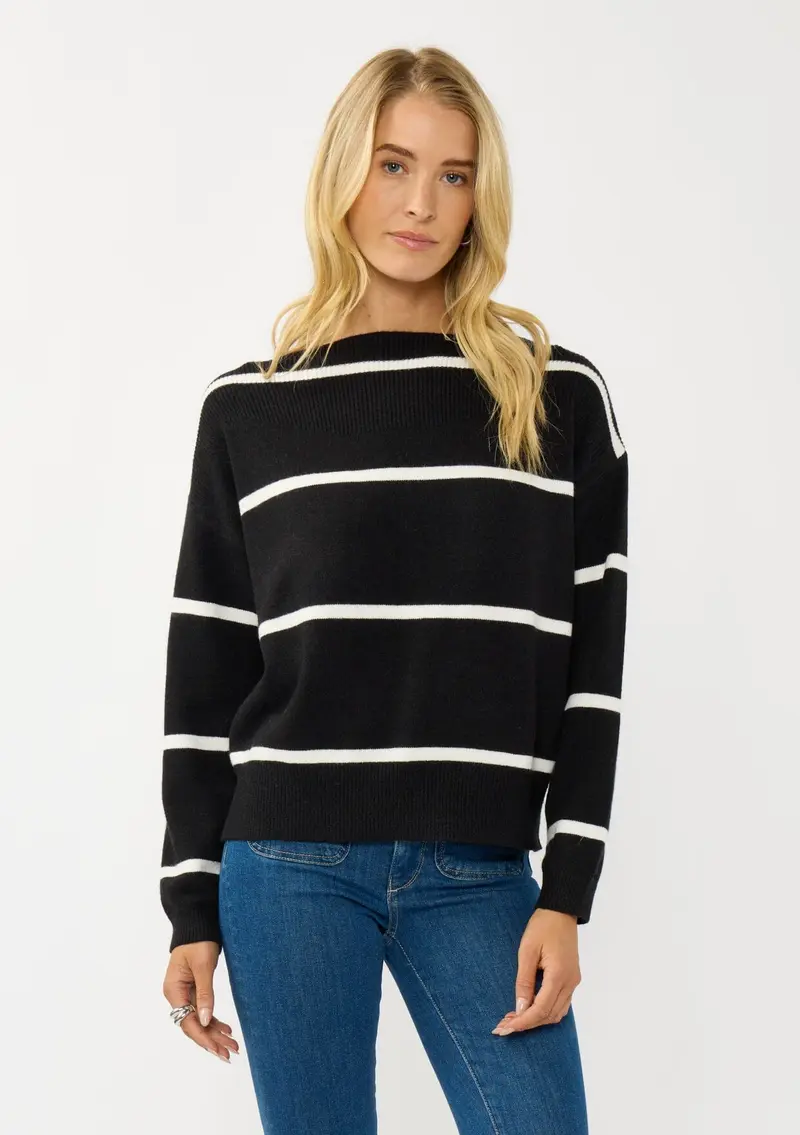 Serena Stripe Boat Neck Pullover