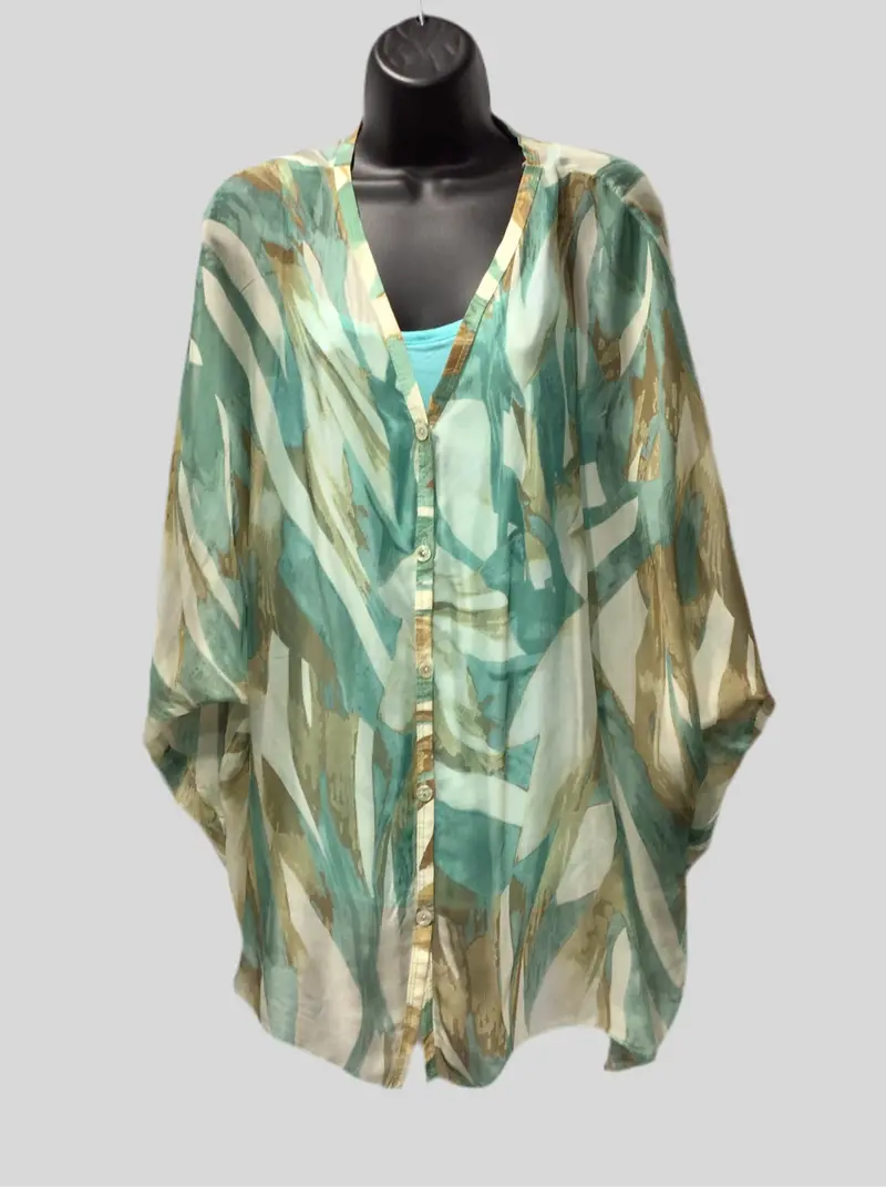 Sheer Italian Silk Blend Blouse