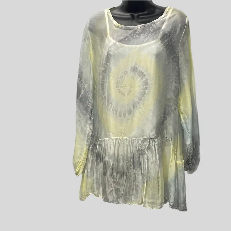Sheer Tie Dye Peplum Blouse