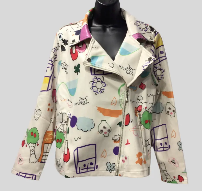 Side Zip Fun Printed Soft Jacket