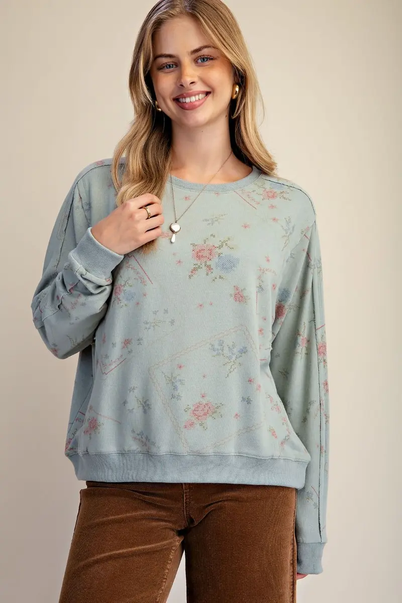 Signature Printed Washed Terry Pullover PREORDER