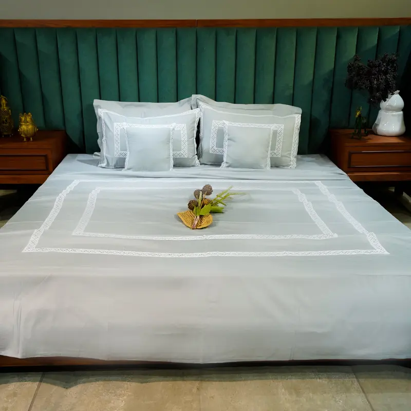 Silver Mist Cotton Bloom Cushion Cover