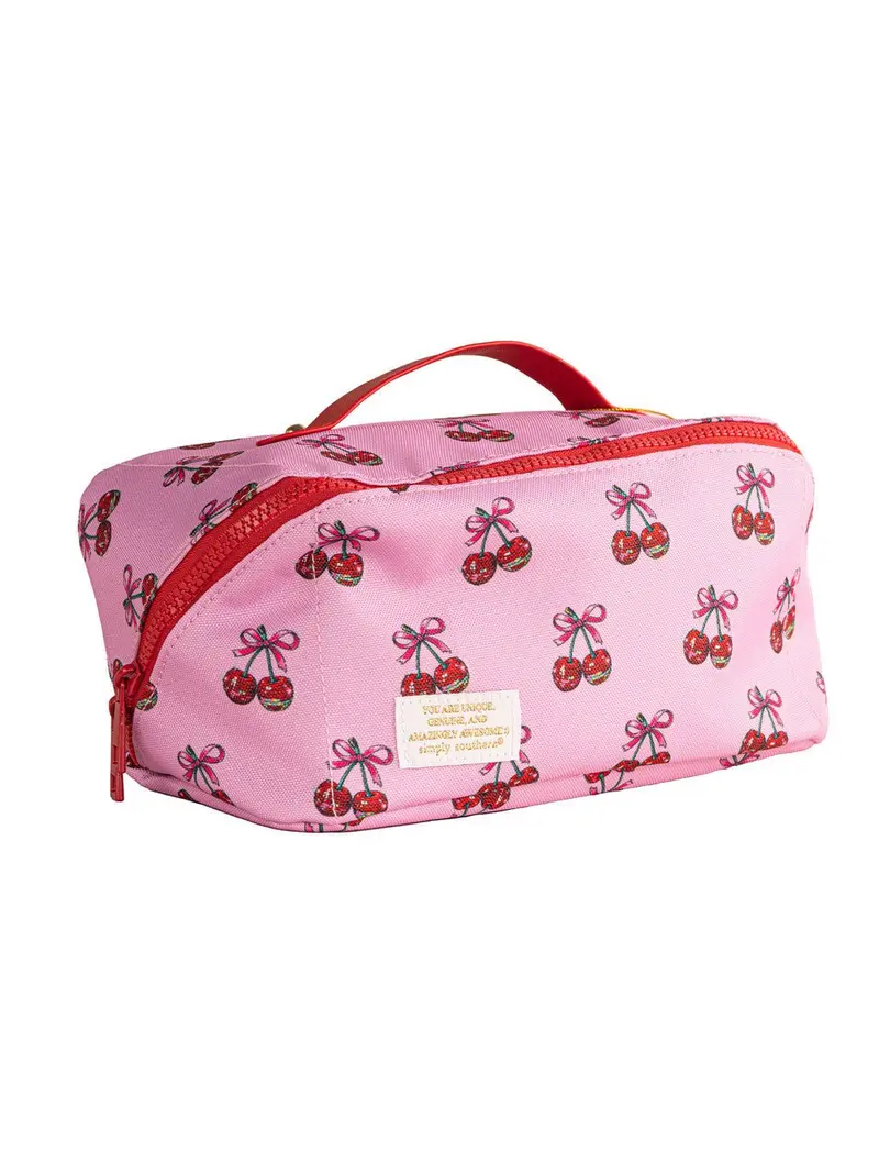 Simply Southern Cosmo Bag Pink Cherries