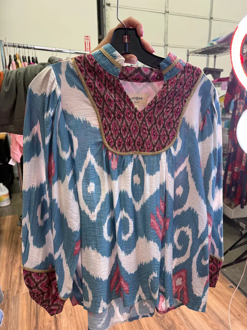 Slate Blue  Puff Sleeve Top