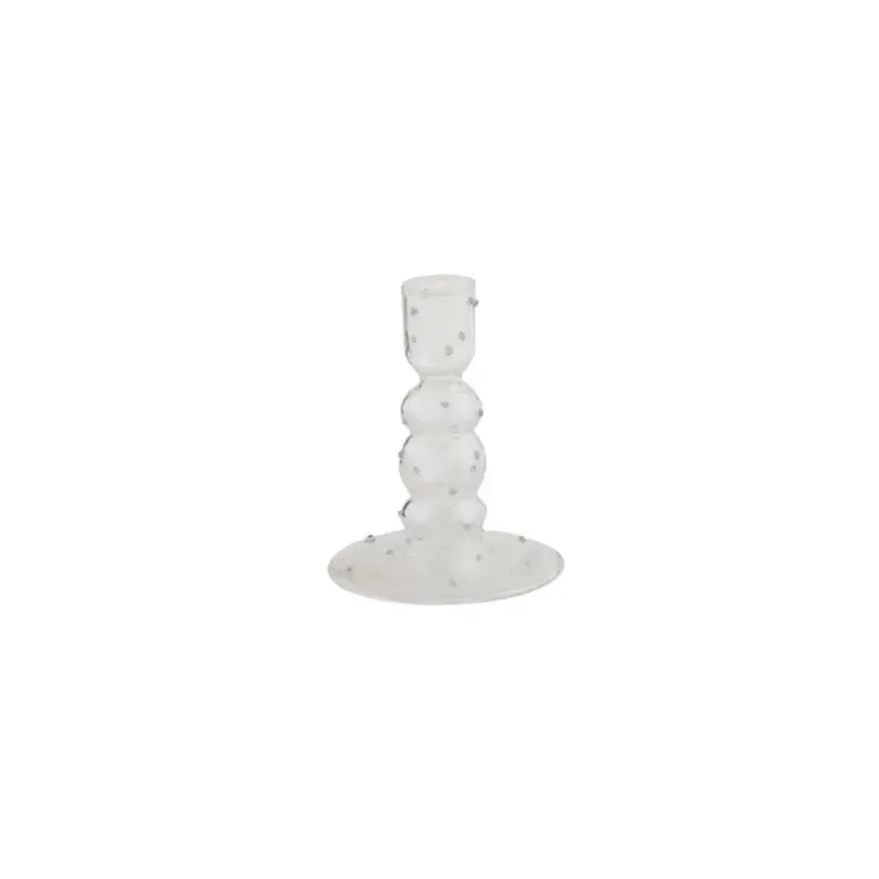 Sm Glass Dot Candlestick Holder