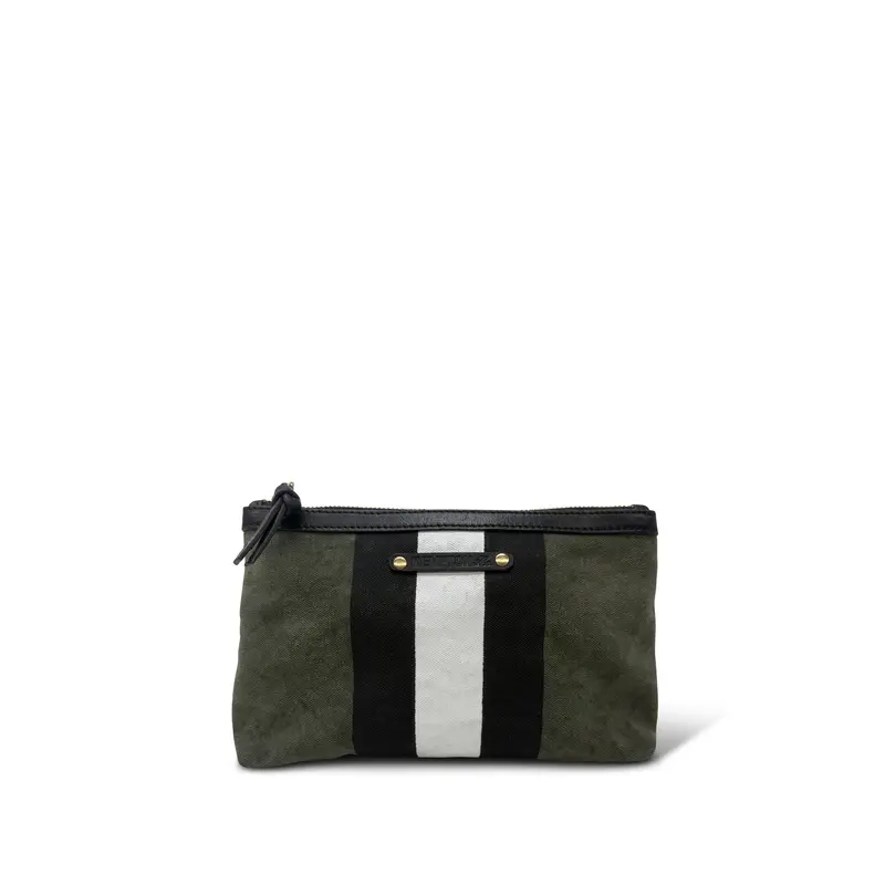 Small Canvas Pouch - Olive Canvas Stripe