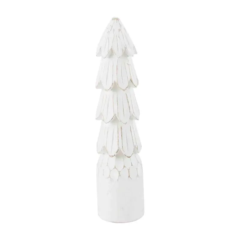 Small Carved White Wood Tree by Mudpie