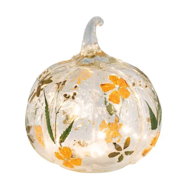 Small LED Glass Pumpkin by Mud Pie