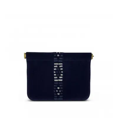 Small Navy Suede Polo Snap Pouch