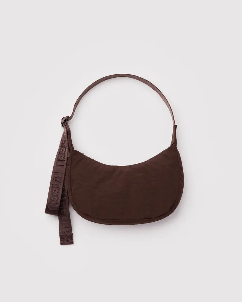 Small Nylon Crescent Bag - Coffee