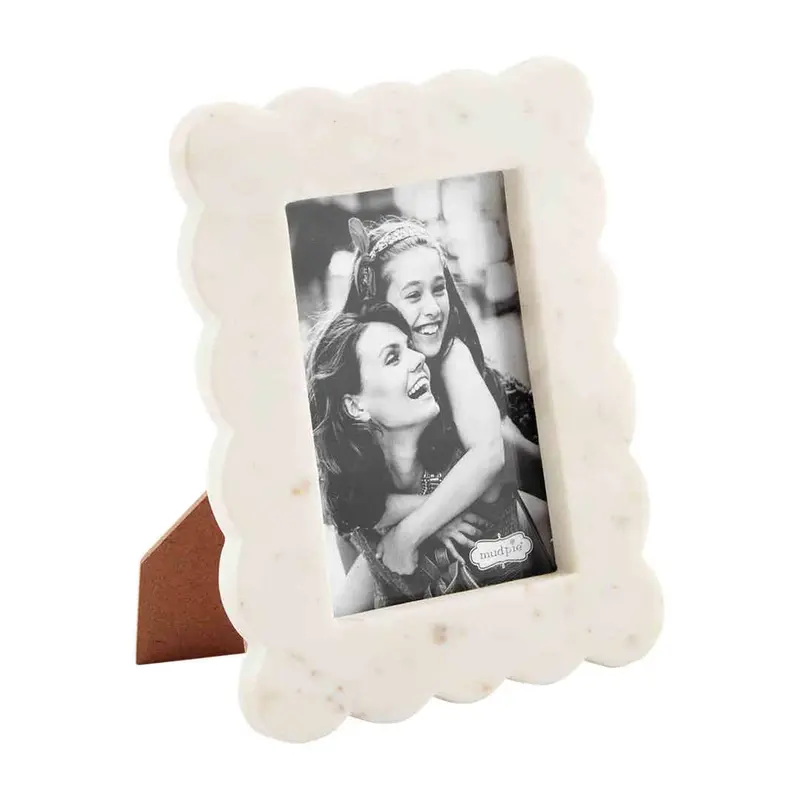 Small Scalloped Marble Frame by Mudpie
