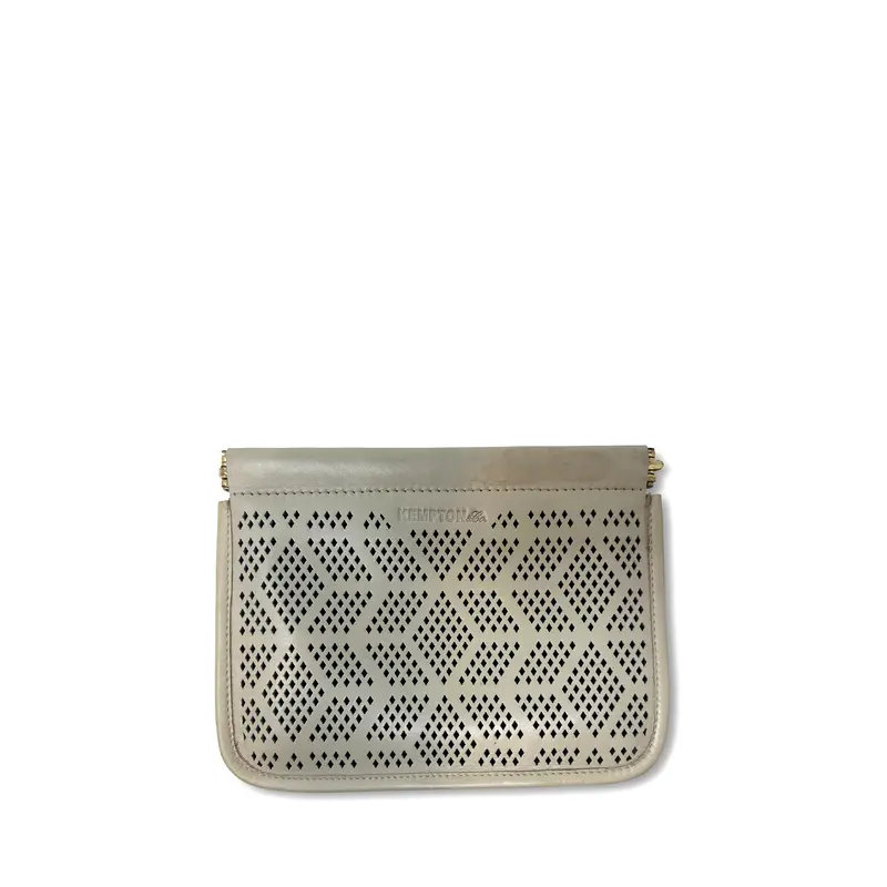 Small Snap Pouch - Chalk Double Diamond Perf