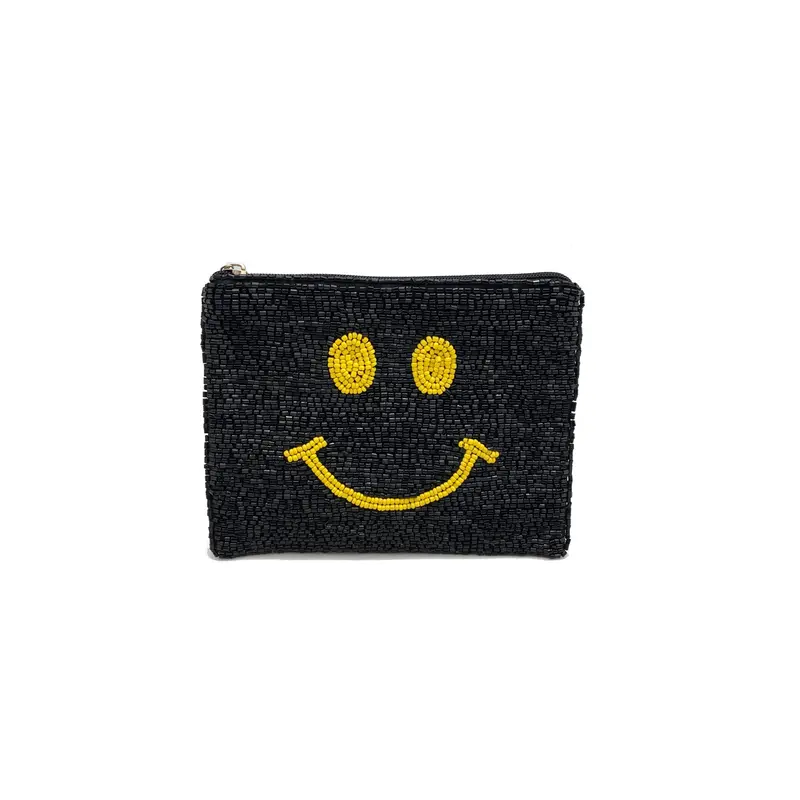 SMILEY Face Beaded Coin Purse