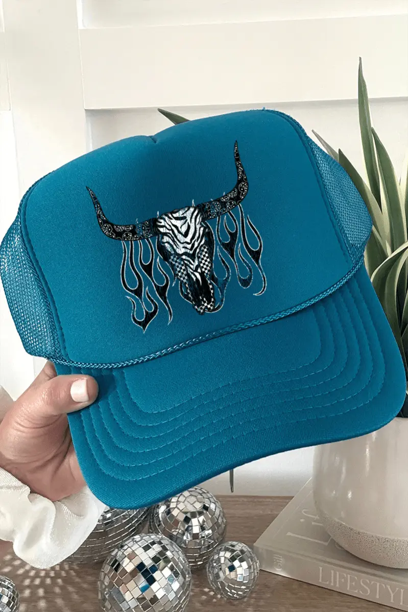 Smokin' Steer Otto Turquoise Foam Front Trucker Hat