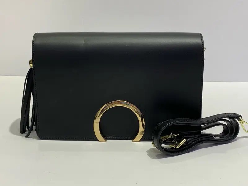 Smooth Italian Leather Circle Accented Purse
