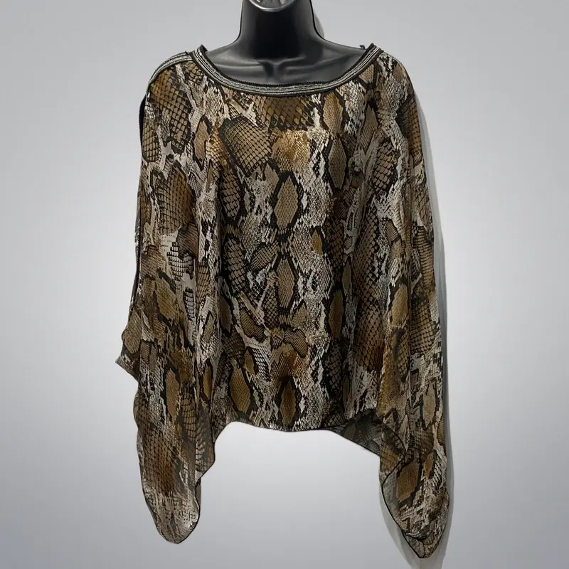 Snakeskin Top With Sequined Collar