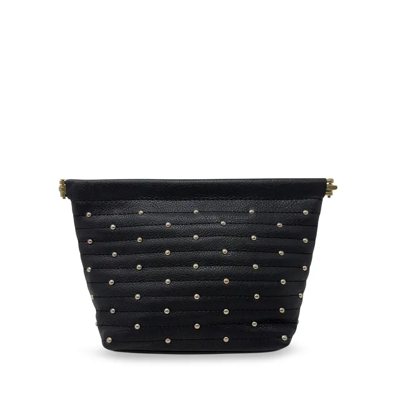 Snap Make Up Bag - Black Quilted Stud