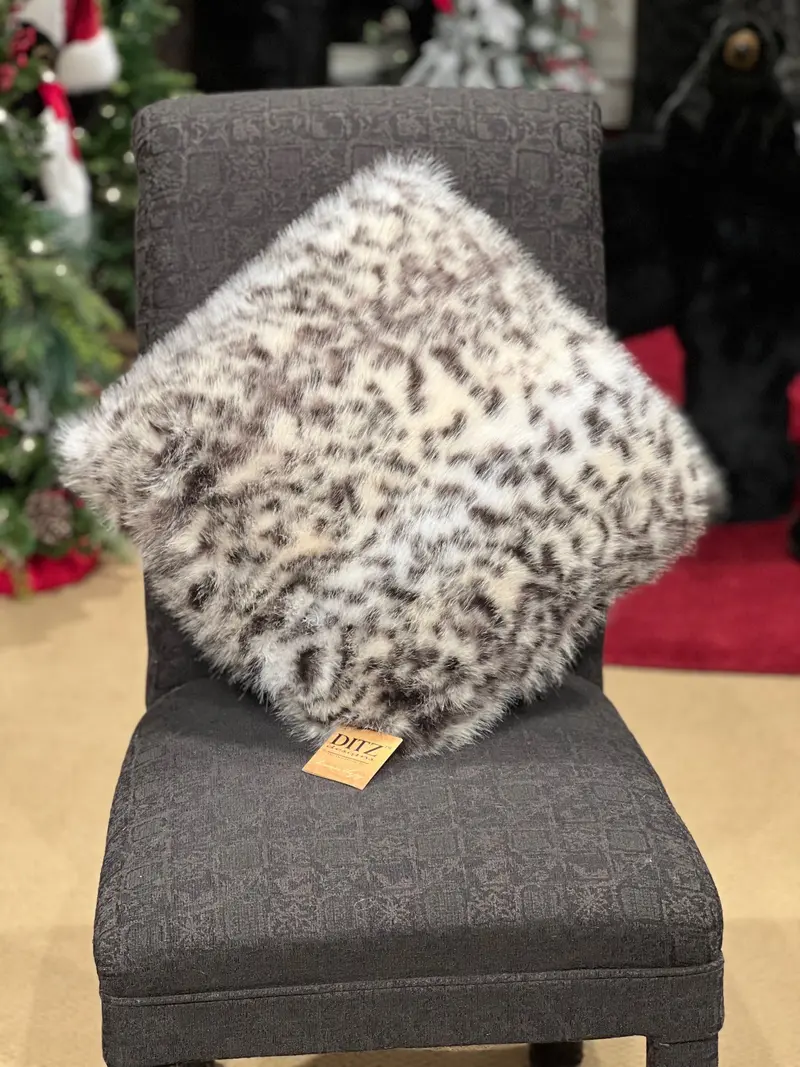 Snow Leopard Faux Fur Pillow